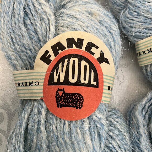 Vintage Barmo Fancy Wool Yarn Light Blue Skeins Bundle - Picture 6 of 7